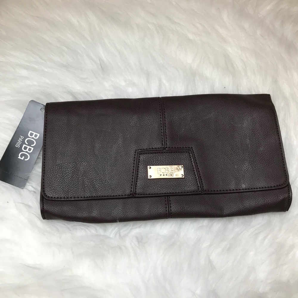 BCBG Clutch Dark Brown Magnetic Closer